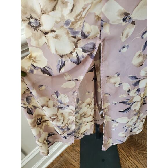 Sienna Sky Women Beige Floral Polyester Halter Neck Sleeveless Long Maxi Dress M - Picture 6 of 14